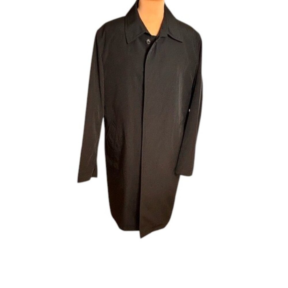 Sanyo New York Men's Black All-Weather Trench Coat Removable Liner 38R